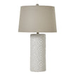 Tall White Beaded Ceramic Table Lamp with Linen Shade – 71cm, product view