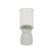 White Fluted Hurricane Candle Holder with Glass – 32.5cm, white fluted hurricane candle holder with glass