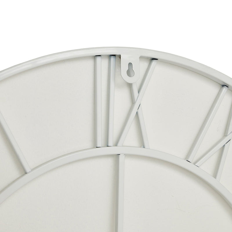 Close-up of the white Roman numerals and frame