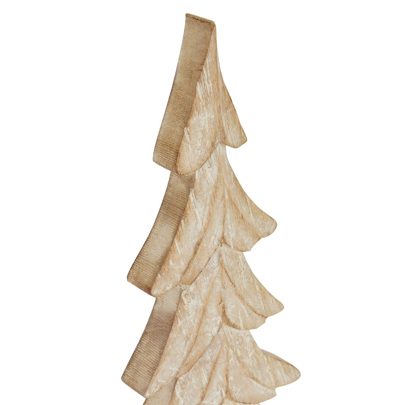 Side view of the carved wooden tree