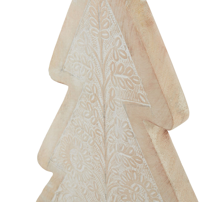 Whitewashed wooden tree from a side angle