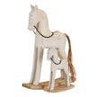 Whitewashed rocking horse shown with a smaller size sold separately