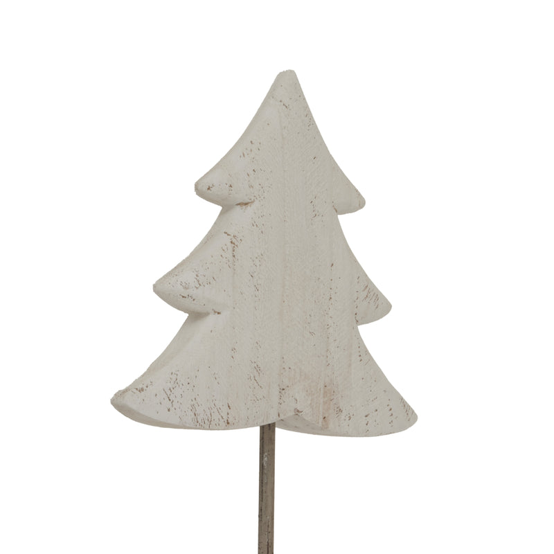 Close-up of the whitewashed wooden tree shape
