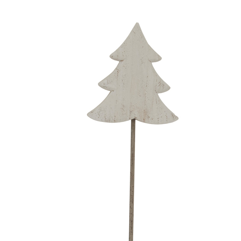 Whitewashed wooden tree on a metal stand on white