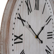 Whitewashed Wooden Wall Clock with Black Numerals – 60cm, close-up of the numerals and hands