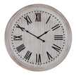 Whitewashed Wooden Wall Clock with Black Numerals – 60cm, whitewashed wall clock with black Roman numerals