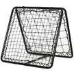 Black foldable double-sided rebounder net with two grid sizes and adjustable frame