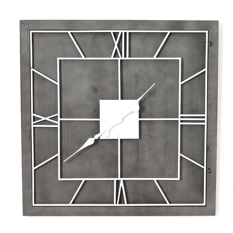 Williston grey square wall clock, front view