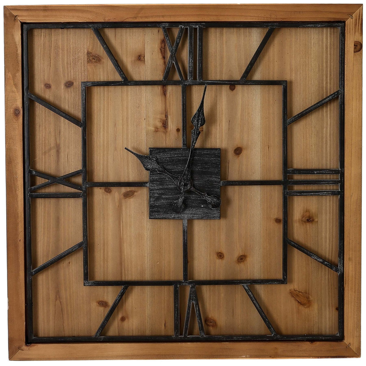 Williston large square wooden wall clock, front view