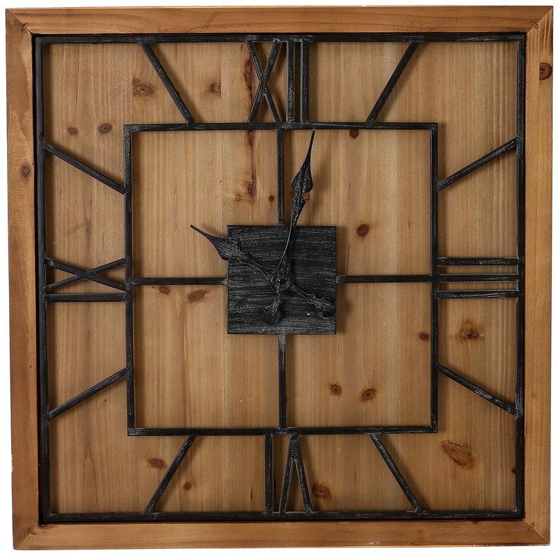 Williston large square wooden wall clock, front view