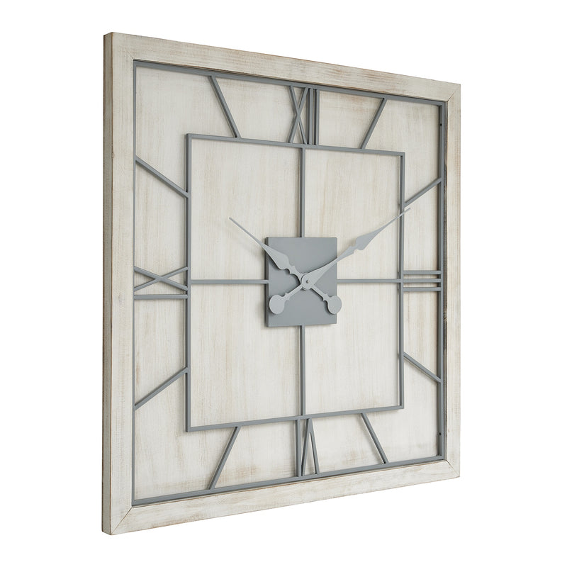 Williston large white square wall clock, angled front view