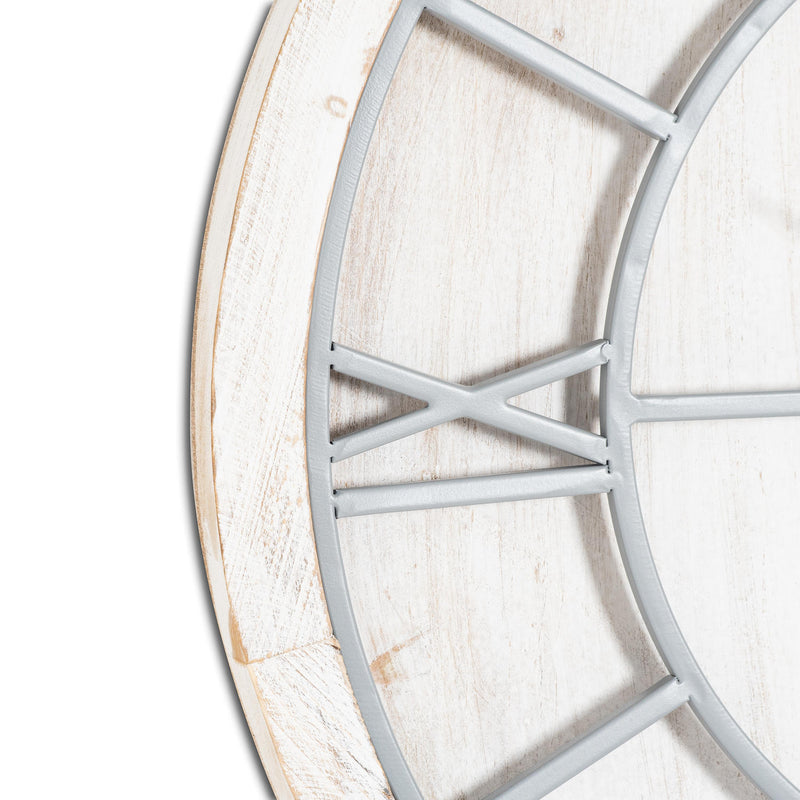 Close-up of the white-washed rim and grey numerals
