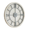 Williston white round wall clock, angled front view