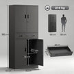 180cm Lockable Steel Tool Cabinet with Drawer & Adjustable Shelves – Black – image 3 of 9