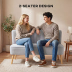 Modern Velvet Double Seat Sofa w/ Wood Frame Foam Padding Soft Comfortable Compact Couch Light Grey