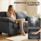 2 Seater Sofa, 156cm Chenille Loveseat Sofa, Dark Grey