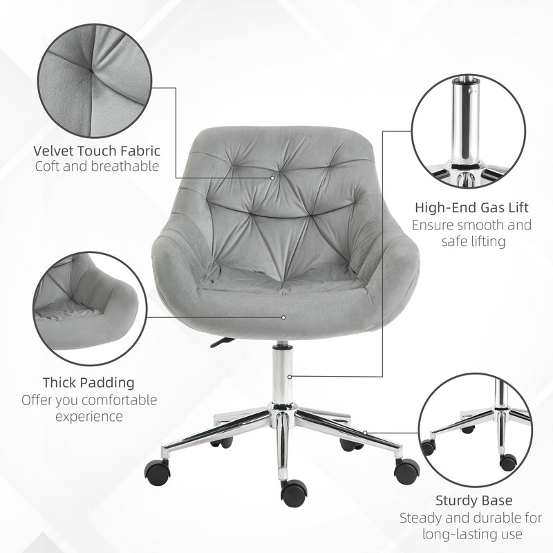 Button-tufted velvet desk chair – image 6
