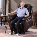 Power Lift Recliner Chair with Vibration Massage, Heat, USB - Brown