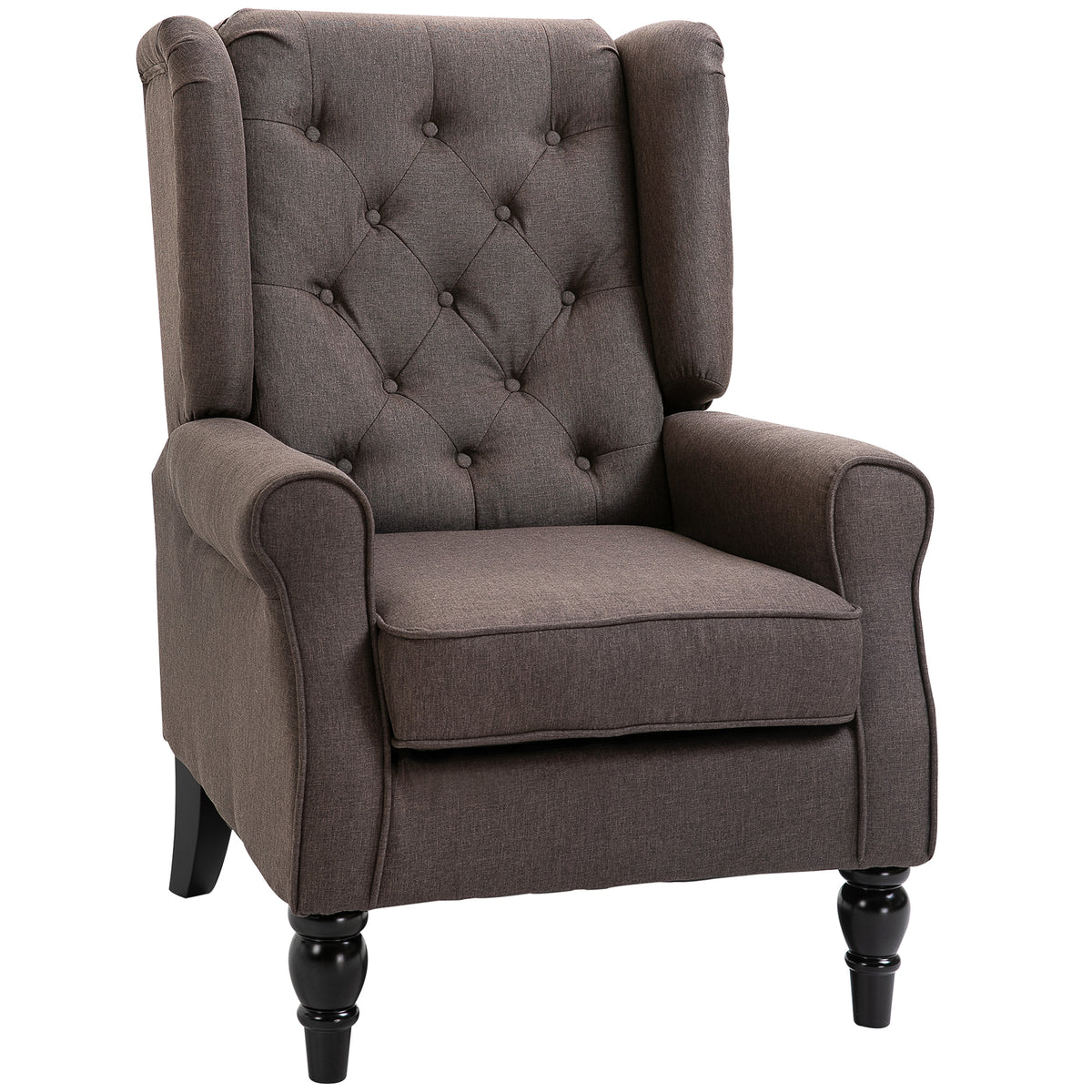 Tufted Wingback Accent Chair – Brown