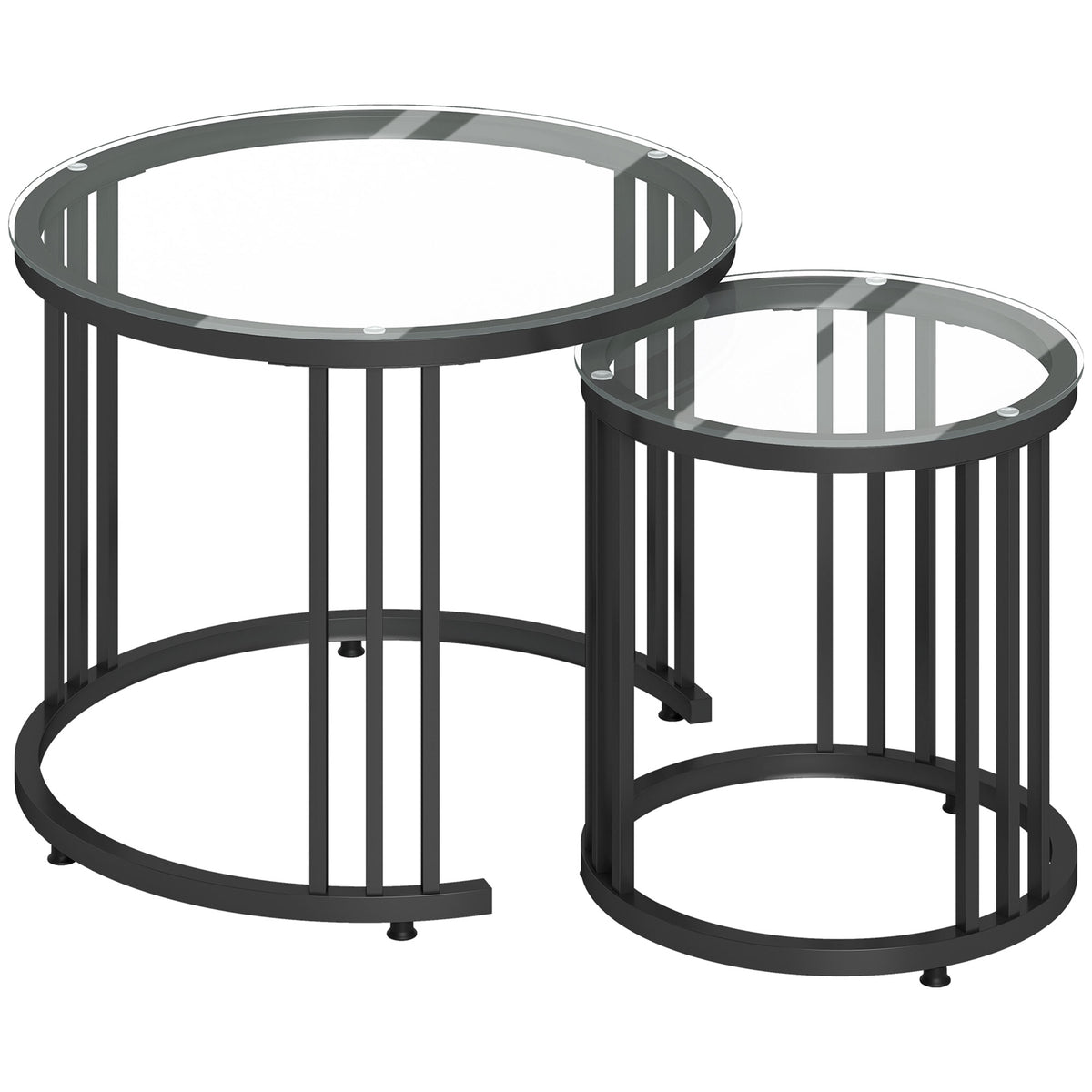 Set of 2 Round Tempered Glass Nesting Tables – Black