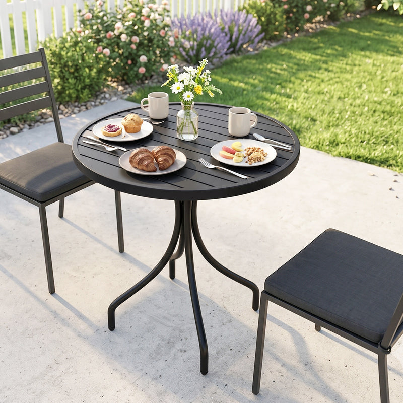 Black slatted steel table – image 8