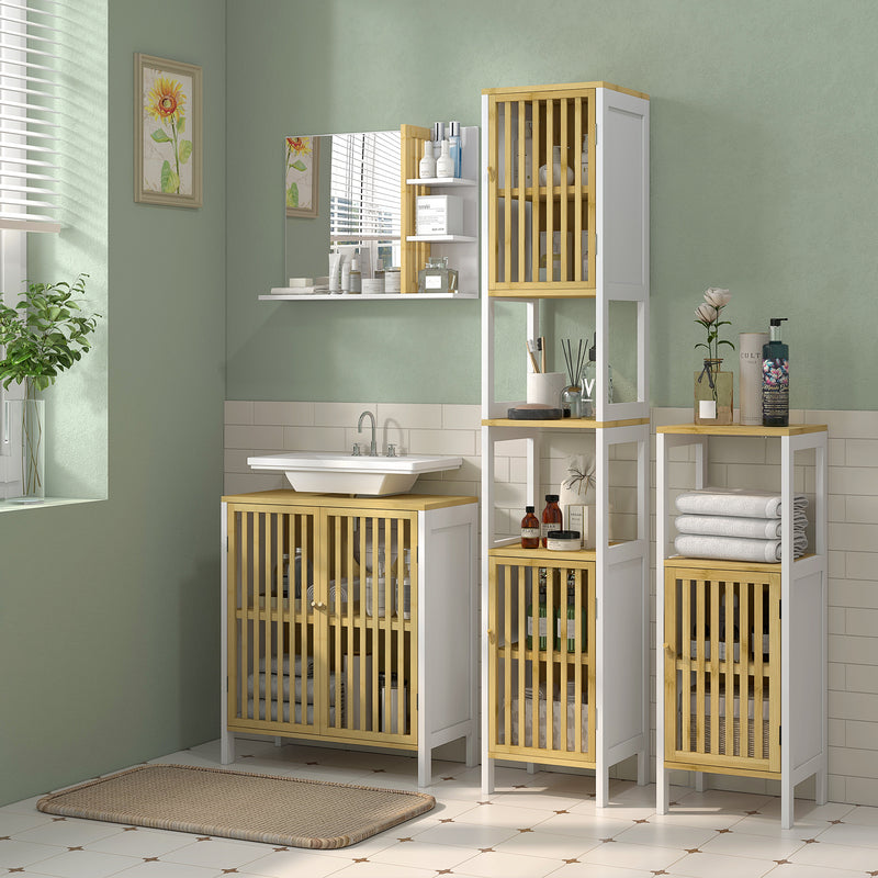 White bamboo panel bathroom mirror – image 7