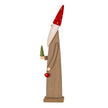Wooden elf with tree and bell from a side angle
