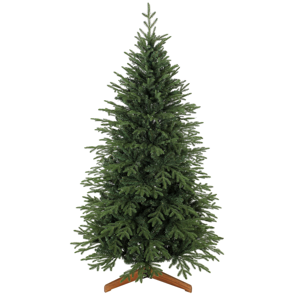 6ft full green artificial Christmas tree on a solid pine wood stand
