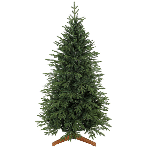 6ft full green artificial Christmas tree on a solid pine wood stand