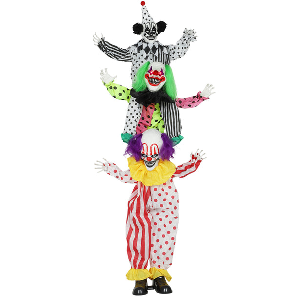 180cm Animated Stack of 3 Clowns with Glowing Eyes – image 1 of 9