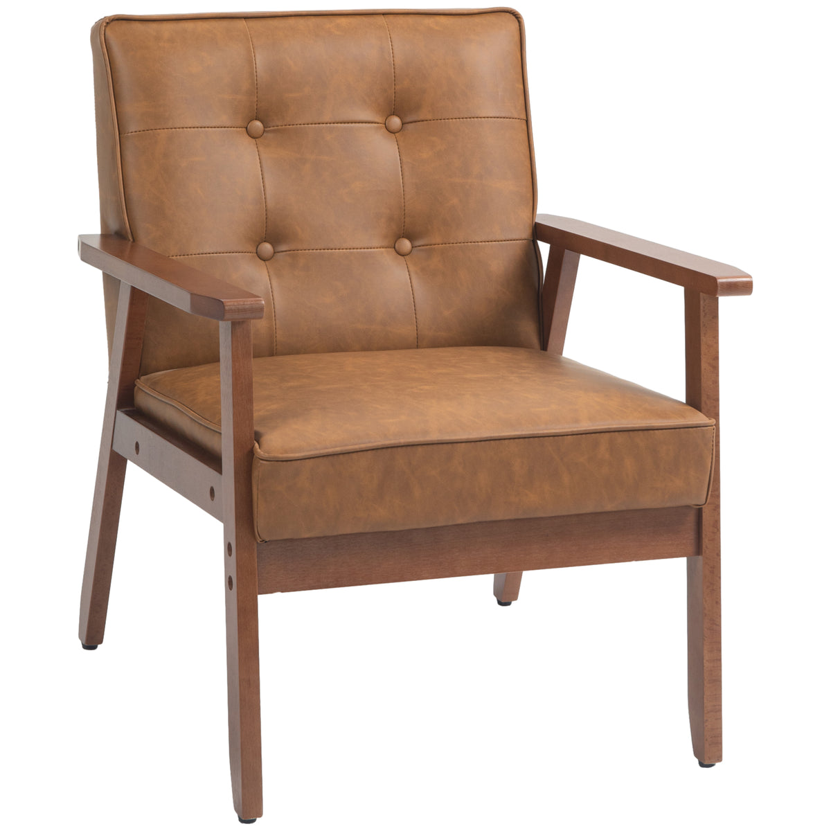 Retro Faux Leather Accent Chair – Brown