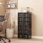 Set of 2 CD Media Display Shelf Unit Tower Rack with Adjustable Shelves, High Gloss Black
