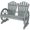 Outsunny Fir Wood Love Seats with Wheel-Shaped Armrests, Large Load-Bearing Chair, Grey – view 10
