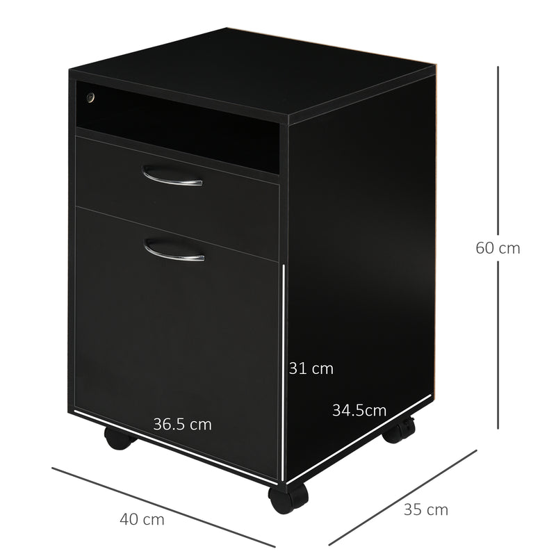 Mobile filing cabinet with open shelf – image 3
