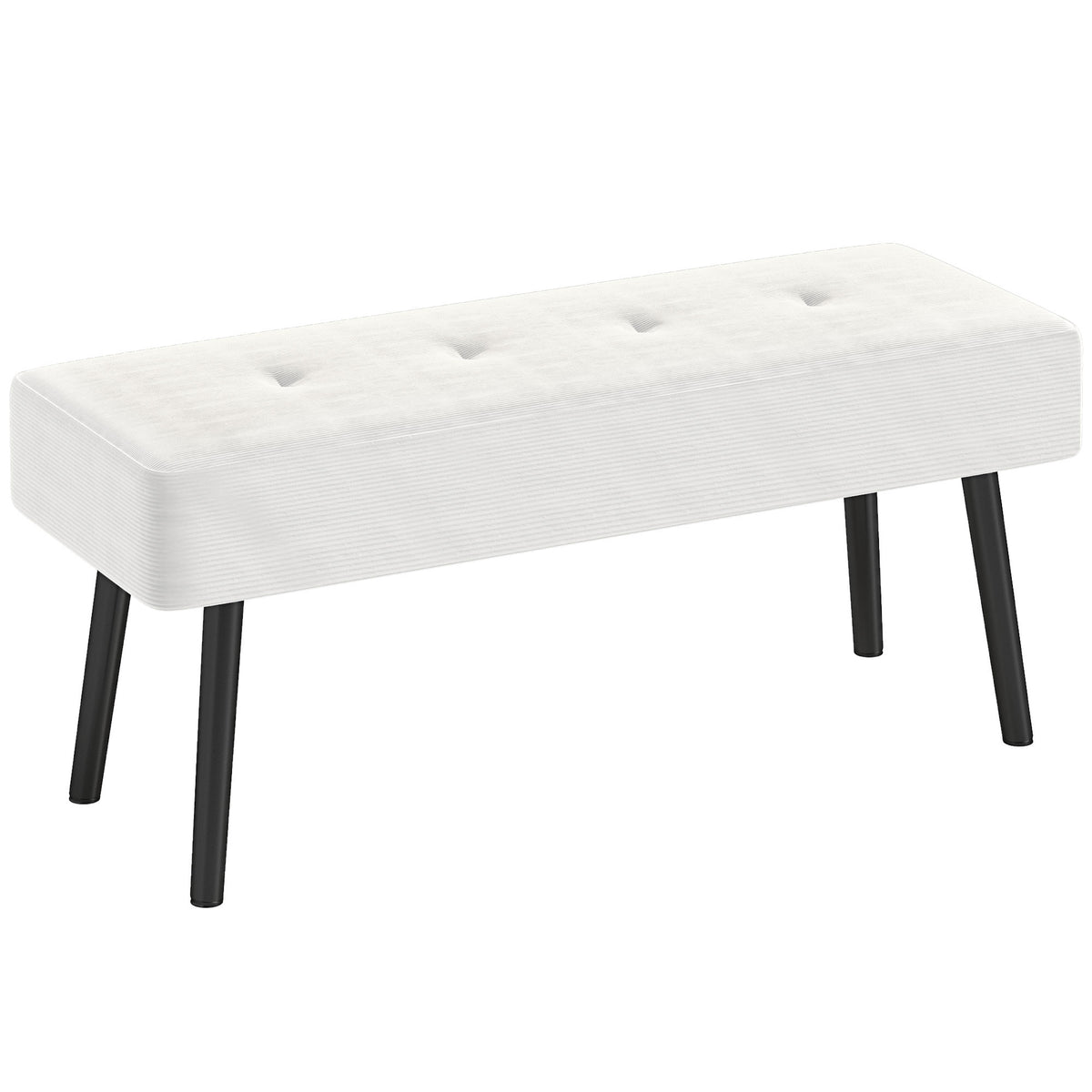 100 cm Corduroy End-of-Bed Bench with Steel Legs – Cream