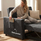 Loveseat Sofa Bed, Convertible Bed Settee with 2 Pillows, Side Pockets, Black