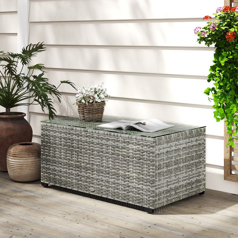 Light grey rattan coffee table – image 10