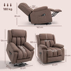 Power Lift Recliner Chair with Vibration Massage, Lift Chair for Elderly with Footrest, Remote, Side Pocket, Dark Brown
