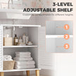HOMCOM Under Sink Bathroom Cabinet Adjustable Shelf Under Sink Cabinet 2 Louvered Doors, White – view 7
