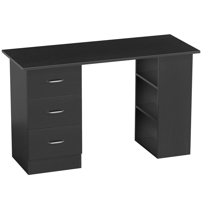 HOMCOM Computer Desk with Drawers, Home Office Desk, Writing Table, PC Workstation with 3 Storage Shelves for Working