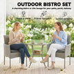 Outsunny 3 Piece Rattan Bistro Set, PE Wicker Garden Furniture Conversation Set with 2 Tier Glass-Top Table, Chairs – view 4