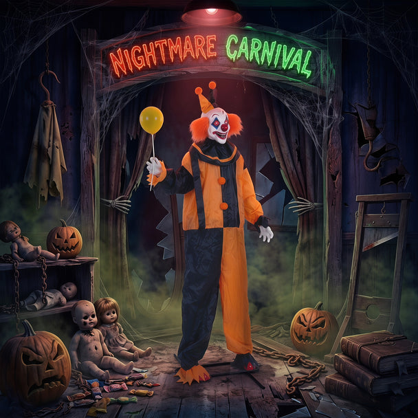 190cm Animated Clown with Moving Head, Hands & Glowing Eyes – image 2 of 9