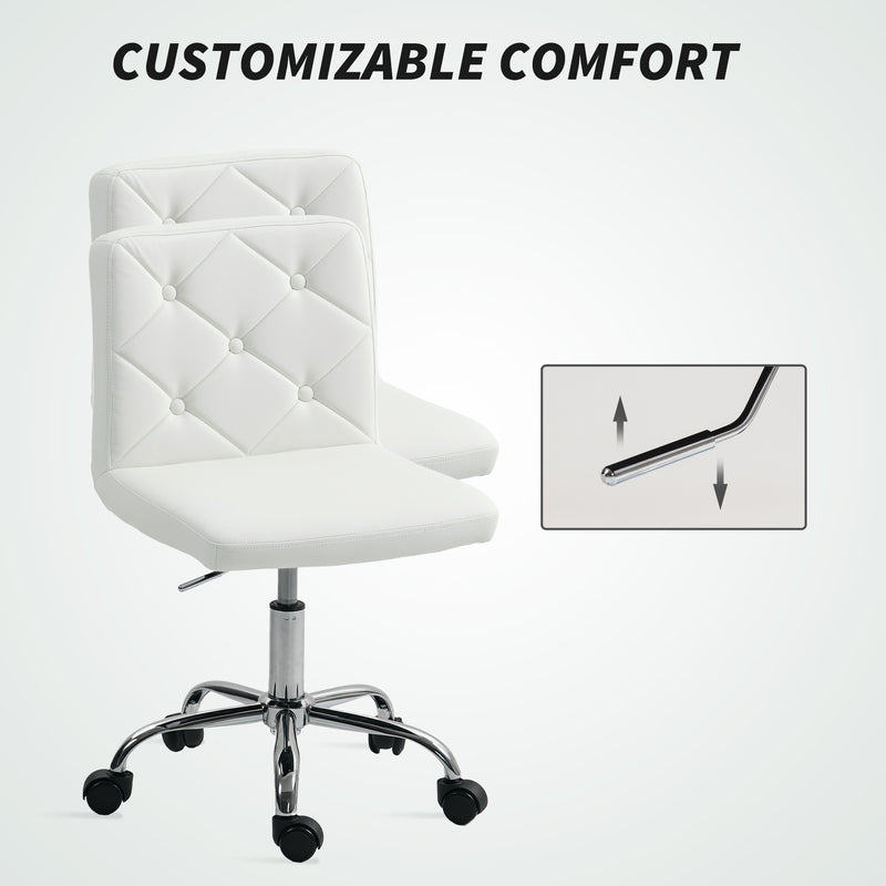 HOMCOM PU Leather Armless Office Chair, Modern Vanity Computer Swivel Chair with Rolling Wheels and Adjustable Height – view 6