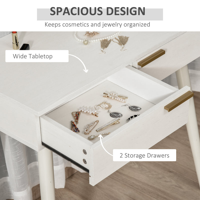 White round-mirror dressing table – image 5
