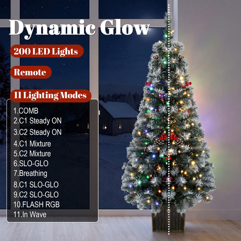 Set of 2 pre-lit snowy pencil trees – image 6