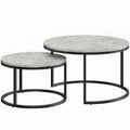 Set of Two Marble-Effect Stacking Tables - Grey