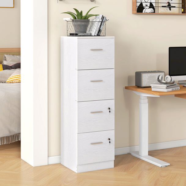 White 4-drawer lockable filing cabinet – image 2