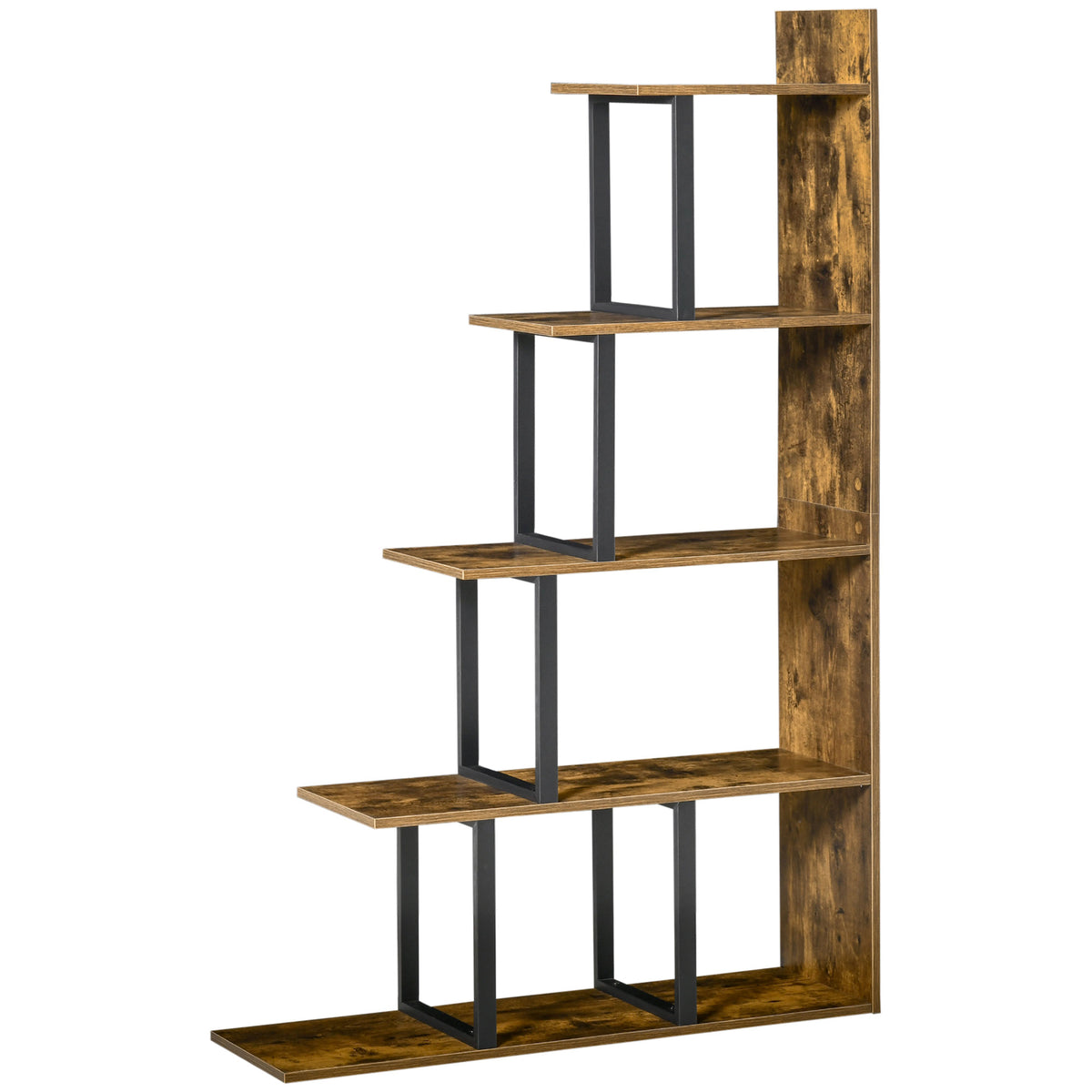 5-Tier Ladder Bookcase – Rustic Brown