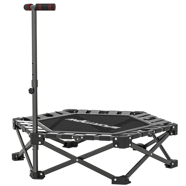 SPORTNOW 42" Foldable Mini Trampoline, One-Step Fold & Open, Rebounder Trampoline with 3-Level Adjustable Handle for