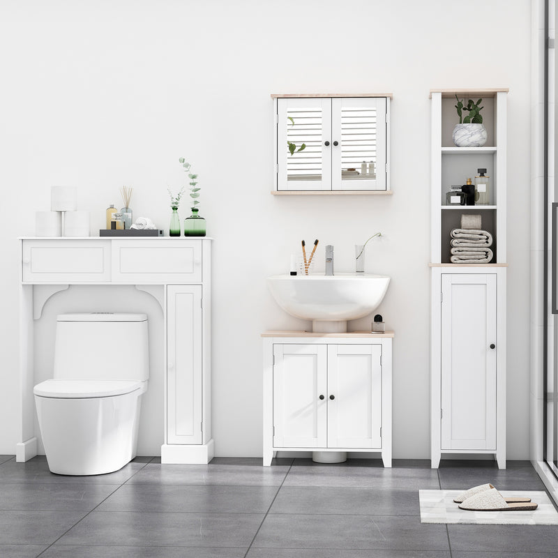 White & wood effect mirror cabinet – image 4
